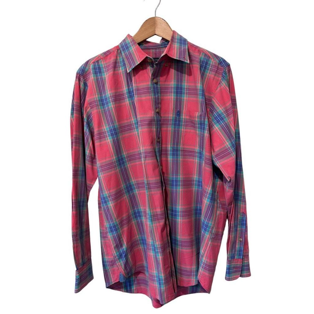 Brewer's Lantern Pima Cotton Plaid Long Sleeve Button-Up Shirt Multi-Color Large